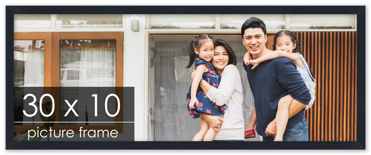 Panoramic Slim Profile Black Picture Frame - UV Acrylic, Foam Board Backing, Hanging Hardware